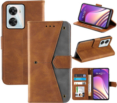 Autofocus Flip Cover for Lava Blaze Pro 5G(Brown, Camera Bump Protector, Pack of: 1)