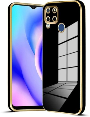 KARAS Back Cover for Realme C15 |View Electroplated Chrome 6D Case Soft TPU(Black, Dual Protection, Silicon, Pack of: 1)
