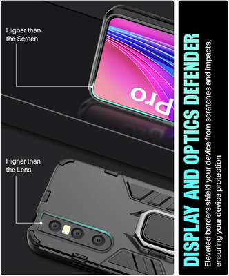 COVERHEAD Back Cover for Back Cover for Vivo_V15 Pro-1818 Kickstand back cover (Black, Dual Protection, Pack of: 1)(Black, Camera Bump Protector, Pack of: 1)