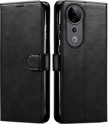 BhargavGadgets Flip Cover for Vivo V40 pro 5g Premium Stylish Wallet Flip Case with Magnetic Closure(Black, Cases with Holder, Pack of: 1)