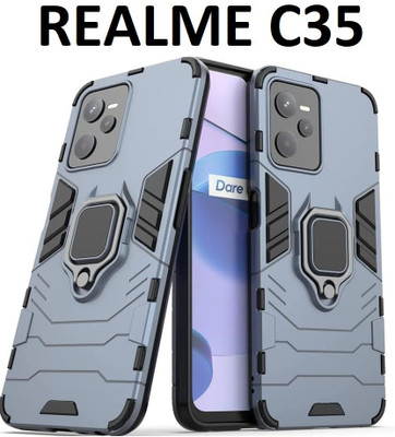CEHNO Bumper Case for Realme C35 / Realme Narzo 50A Prime (Armour Defender Ring Holder )(Blue, Rugged Armor, Pack of: 1)