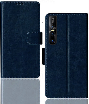 Kalua Mall Flip Cover for Vivo V15 Pro | 1818 folding cover | Inside TPU with Card Pockets | Wallet Stand | Blue(Blue, Magnetic Case, Silicon, Pack of: 1)