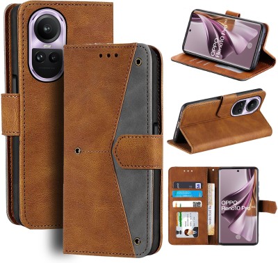 Unistuff Flip Cover for Oppo Reno10 Pro 5G(Brown, Camera Bump Protector, Pack of: 1)