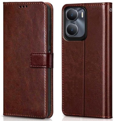 YoZoo Flip Cover for Vivo T2x 5G / Vivo Y56 5G / Vivo Y16 4G|PU Artificial Leather Finish |(Brown, Dual Protection, Pack of: 1)