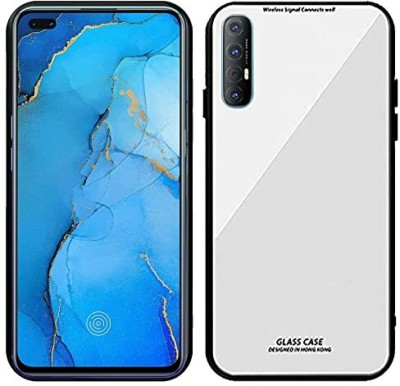 ELEF Back Cover for Oppo Reno 3 pro Luxurious Toughened Glass Back Case With Shockproof Bumper Case(White, Shock Proof, Pack of: 1)