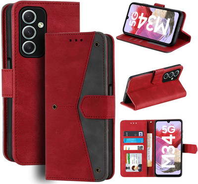 Unistuff Flip Cover for Samsung Galaxy M34 5G(Red, Camera Bump Protector, Pack of: 1)