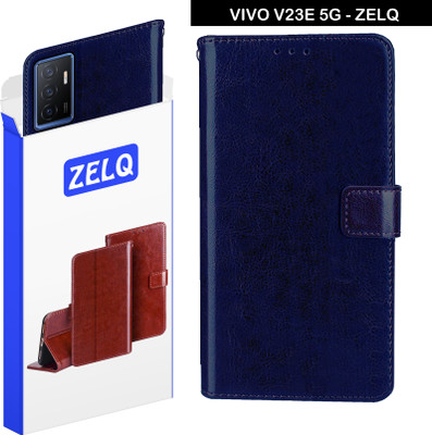 Zelq Flip Cover for Vivo V23e 5G(Blue, Magnetic Case, Pack of: 1)