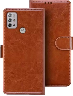 kridha Flip Cover for Moto G10 flip cover | Moto XT2127-2 flip cover | Brown(Brown, Magnetic Case, Pack of: 1)