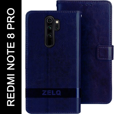 Zelq Flip Cover for Redmi Note 8 Pro(Blue, Magnetic Case, Pack of: 1)