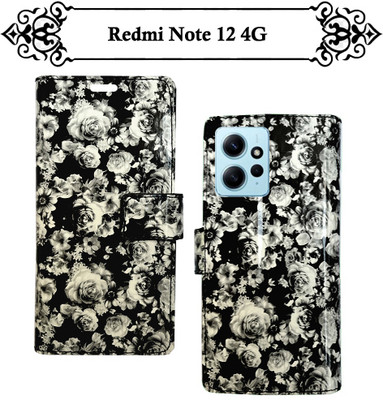 Asmart Flip Cover for Redmi Note 12 4G(Black, Pack of: 1)