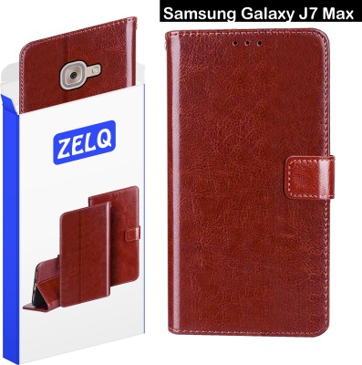 Zelq Flip Cover for Samsung Galaxy J7 Max(Brown, Magnetic Case, Pack of: 1)