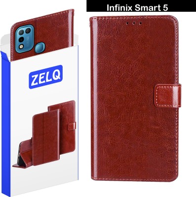 Zelq Flip Cover for Infinix Smart 5(Brown, Magnetic Case, Pack of: 1)