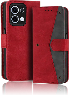 Unistuff Flip Cover for Oppo Reno13 5G(Red, Camera Bump Protector, Pack of: 1)