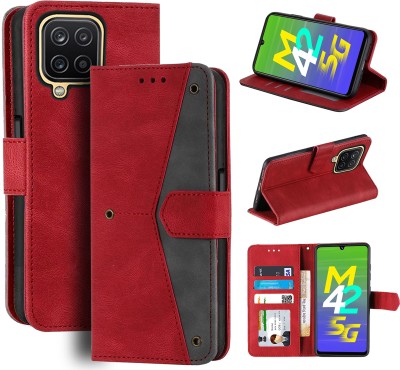 Unistuff Flip Cover for Samsung Galaxy M42 5G(Red, Camera Bump Protector, Pack of: 1)