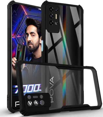 Krish Tech Back Cover for Tecno Pova 2(Transparent, Camera Bump Protector, Pack of: 1)