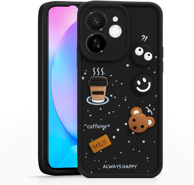 Fastship Back Cover for Tecno KL8h / Spark 30c 5G | Smile Taddy |3D Ball Bear |Milk cake |Coffee Case(Black, Camera Bump Protector, Silicon, Pack of: 1)