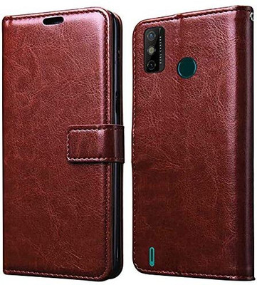 Cute Click Flip Cover for Cute Click Shock Proof Leather Finish Flip Back Cover for Tecno Spark Go 2020(Brown, Camera Bump Protector, Pack of: 1)