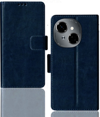 Kalua Mall Flip Cover for Tecno Spark Go one | KL4 folding cover | Inside Card Slot | Wallet Stand | Blue(Blue, Magnetic Case, Silicon, Pack of: 1)