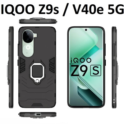 CEHNO Bumper Case for IQOO Z9s 5G / Vivo V40e 5G (Armour Defender Ring Holder Bumper Case)(Black, Rugged Armor, Pack of: 1)