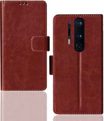 Kalua Mall Flip Cover for OnePlus 8 Pro 5G | B078BN2H3R pouch cover | Inside Card Slot | Wallet Stand | Brown(Brown, Magnetic Case, Silicon, Pack of: 1)