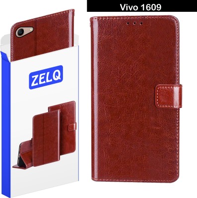 Zelq Flip Cover for Vivo 1609(Brown, Magnetic Case, Pack of: 1)