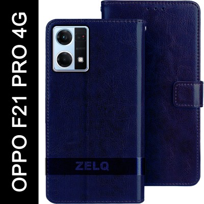 Zelq Flip Cover for Oppo F21 Pro 4G(Blue, Magnetic Case, Pack of: 1)