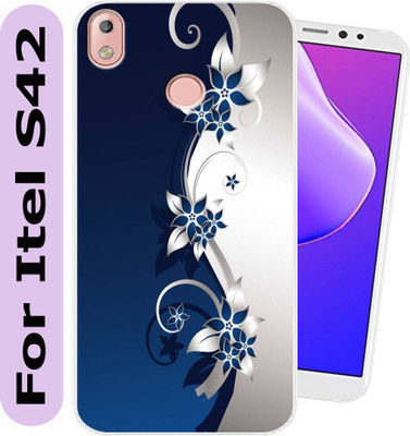 Hostprint Back Cover for Itel S42(Blue, White, Silicon, Pack of: 1)