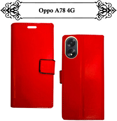 Asmart Flip Cover for Oppo A78 4G(Red, Pack of: 1)