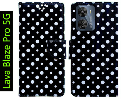 Toklot Flip Cover for Lava Blaze Pro 5G(Black, White, Pack of: 1)