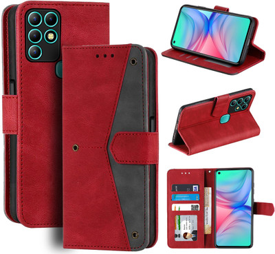 Unistuff Flip Cover for Infinix Hot 10(Red, Camera Bump Protector, Pack of: 1)