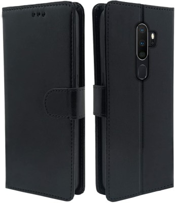 Casesily Flip Cover for Oppo A9 Leather Wallet Case(Black, Cases with Holder, Pack of: 1)