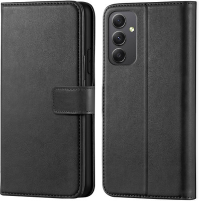 ponyta Back Cover for Samsung Galaxy F54 5G - Inbuilt Stand & Card Pockets | Hand Stitched | Wallet Flip Case(Black, Card Holder, Pack of: 1)