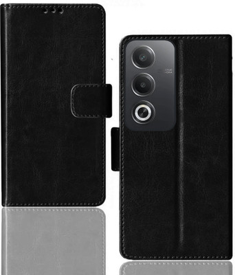 Kalua Mall Flip Cover for Oppo A3 Pro 5G | CPH2665 flip cover | Inside TPU with Card Pockets | Wallet Stand | Black(Black, Magnetic Case, Silicon, Pack of: 1)