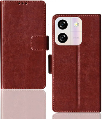 Kalua Mall Flip Cover for Lava Yuva Star 5G | LZG409 pouch cover | Inside Card Slot | Wallet Stand | Brown(Brown, Magnetic Case, Silicon, Pack of: 1)