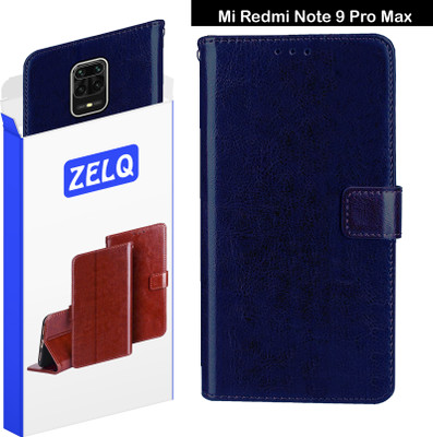 Zelq Flip Cover for Mi Redmi Note 9 Pro Max(Blue, Magnetic Case, Pack of: 1)