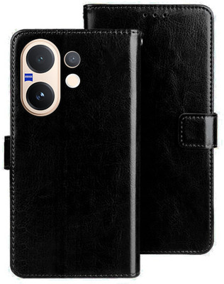 Kalua Mall Flip Cover for Vivo V60 5G | V2511 flip cover | Inside TPU with Card Pockets | Wallet Stand | Black(Black, Magnetic Case, Silicon, Pack of: 1)