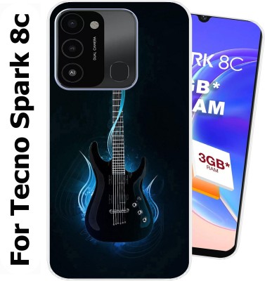 Goldista Back Cover for Tecno Spark 8c(Blue, Black, Silicon, Pack of: 1)