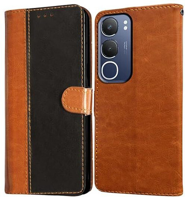 Wearit Flip Cover for vivo Y29 5G(Black, Brown, Dual Protection, Pack of: 1)