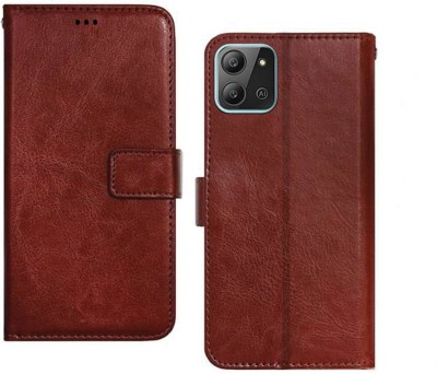 HyBEX Flip Cover for Infinix Hot 11 2022 Wallet Back Case Stand Magnetic Closure Case Flip Cover(Brown, Cases with Holder, Pack of: 1)