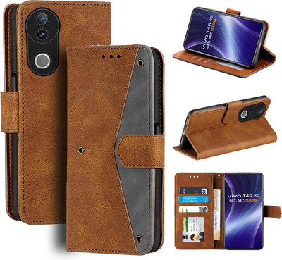 Aarnov Flip Cover for vivo T4R 5G ,V2518,vivo V50(Brown, Pack of: 1)