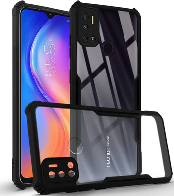Ghilli Back Cover for Tecno Spark 6 Air, Premium Shockproof Transparent Soft Silicon TPU Shockproof(Black, Pack of: 1)