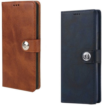 BINTAGE Flip Cover for Infinix Smart 7 HD(Blue, Brown, Dual Protection, Pack of: 2)