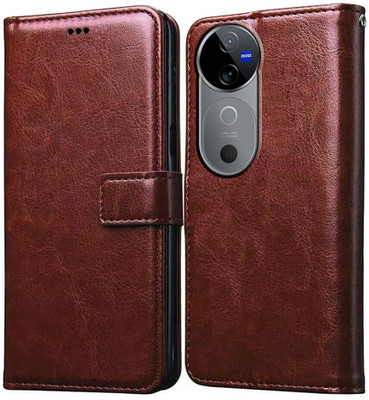 Chaseit Flip Cover for vivo V40 Pro 5G(Brown, Dual Protection, Pack of: 1)