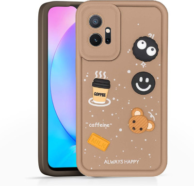 Fastship Back Cover for IQOO i2127_old / Z6 5G | Smile Taddy |3D Ball Bear |Milk cake |Coffee Case(Brown, Dual Protection, Silicon, Pack of: 1)