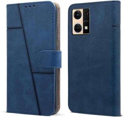 spaziogold Flip Cover for OPPO F21Pro 4G(Premium Leather Material | 360-Degree Protection | Card Slots and Wallet)(Blue, Dual Protection, Pack of: 1)
