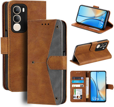 Unistuff Flip Cover for Vivo Y29 5G(Brown, Camera Bump Protector, Pack of: 1)