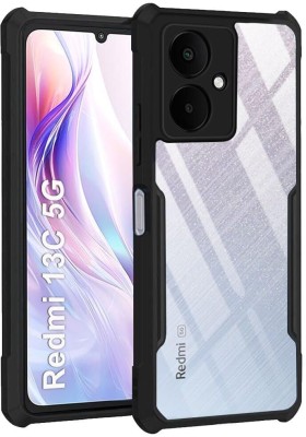 spaziogold Back Cover for Mi Redmi 13C 5G(Transparent, Black, Shock Proof, Pack of: 1)