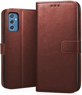 Gadgetgrove Back Cover for Samsung Galaxy M52 (5G) Flip Cover | Leather Finish | Inside Pockets & Inbuilt Stand(Brown, Dual Protection, Pack of: 1)