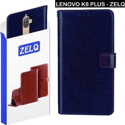Zelq Flip Cover for Lenovo K8 Plus(Blue, Magnetic Case, Pack of: 1)