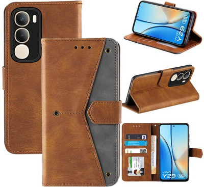 Aarnov Flip Cover for vivo Y29 5G,Vivo Y19s,V2420,vivo Y29 5G(Brown, Pack of: 1)